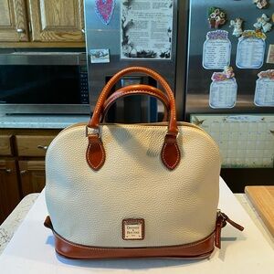 Vintage DB Dome Cream Leather Textured Satchel Tote